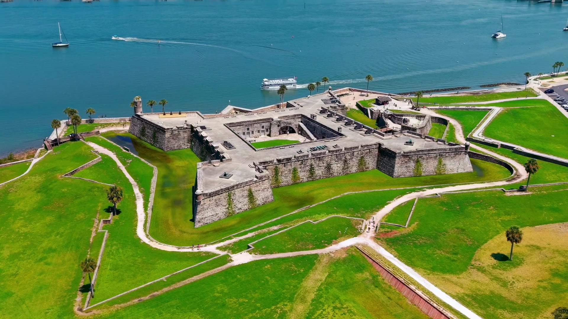 Aerial view of the Castillo de San Marcos on the St. Augustine bayfront