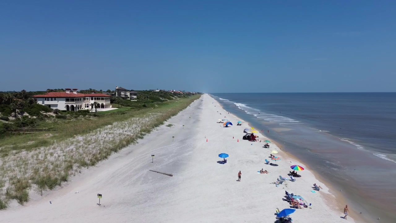 Aerial view of Mickler's Landing beach, the coastal getaway for Nocatee residents