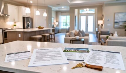Builder registration documents inside a St Johns County model home sales center